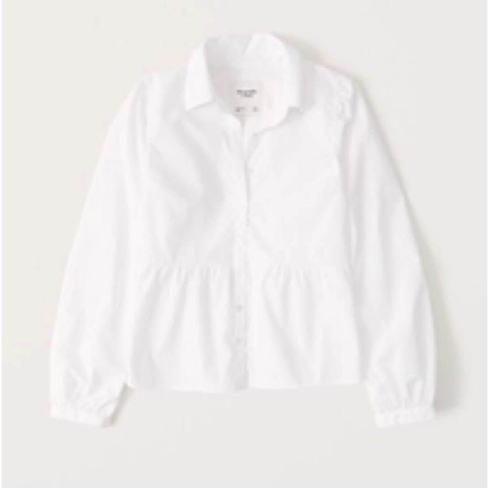 Abercrombie White Long-Sleeve Button-Up Trapeze Shirt S